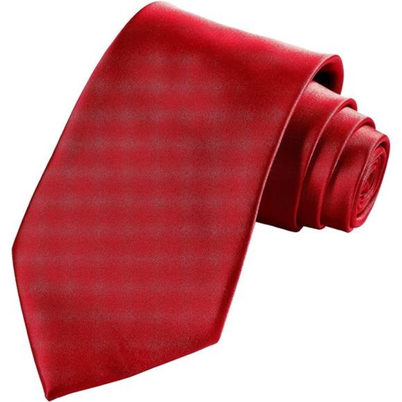 Solid Red Tie Satin Color Formal Necktie and Pocket Square Sets in Gift Box - Picture 6 of 6